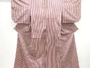 アンティーク　縞織り出し手織り紬単衣着物